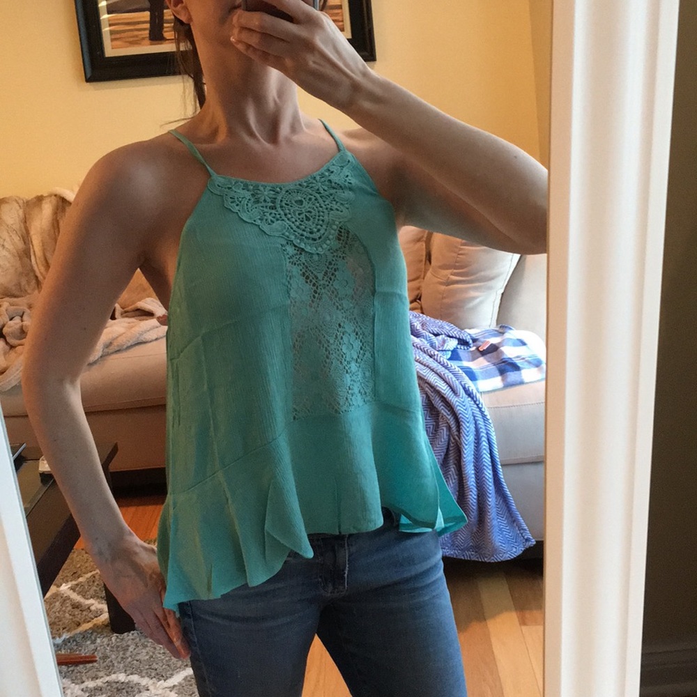 Sale Spaghetti strap top with lace insert - Picture 3 of 7